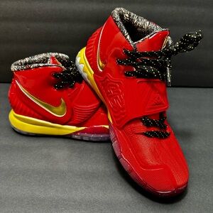 Nike Kyrie 4 Vibrant Red and Yellow Kids Dress Shoes